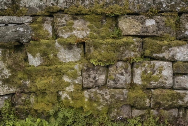 Steinmauern mit Wandmoos bedeckt