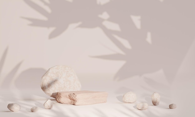 Steinpodium auf erdfarbenem Hintergrund für die Produktpräsentation Natürliche Schönheit Sockel Entspannung und Gesundheit 3D-Illustration