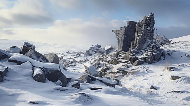 Steinruinen in der Tundra