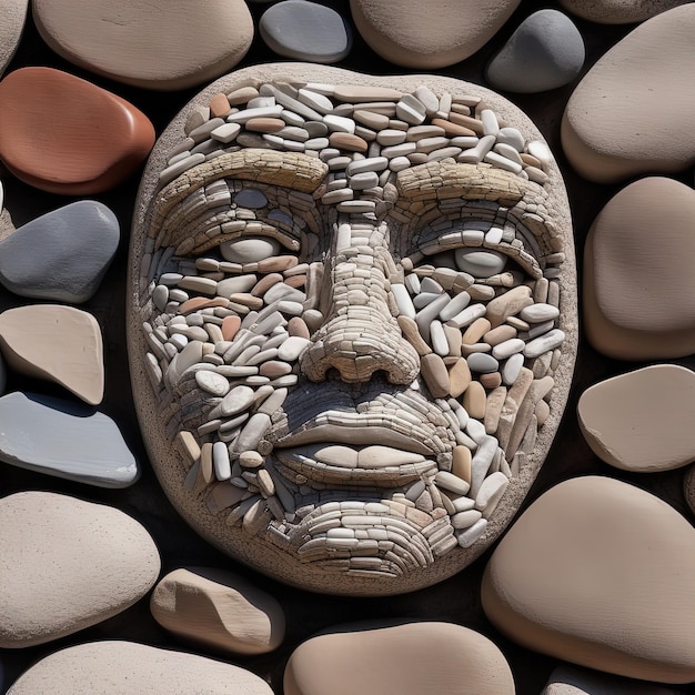 Steinskulptur in einem Strandresort in Südkorea Steine in Form eines menschlichen Gesichts