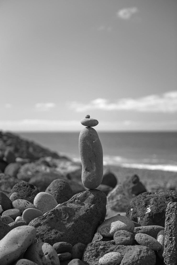 Foto steinstapel am strand gegen den himmel