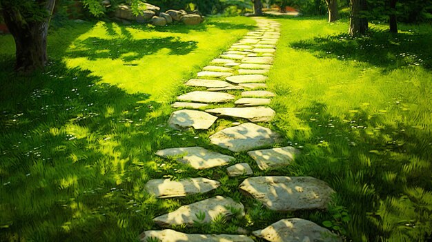 Steinweg in einem schönen Sommergarten