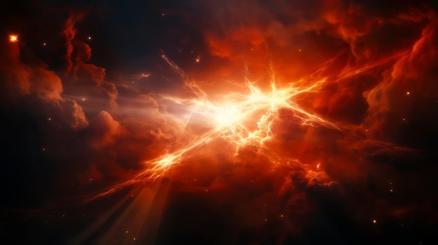 Stellare Sonneneruptionen im tiefen Kosmos Fantastischer Schein des interstellaren Raums Generative KI-Illustration