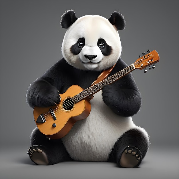 Stellen Sie sich eine atemberaubende 3D-Illustration eines Panda-Musikers vor, die so ultra-realistisch und detailliert ist, dass Sie