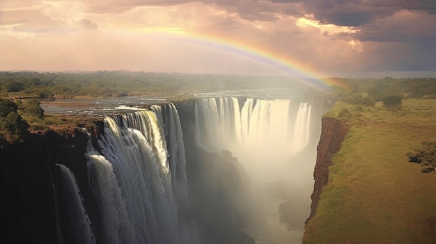 Stellen Sie sich vor, Victoria Falls, Sambia, Simbabwe, das größte der Welt. Erstellt mit generativer KI-Technologie