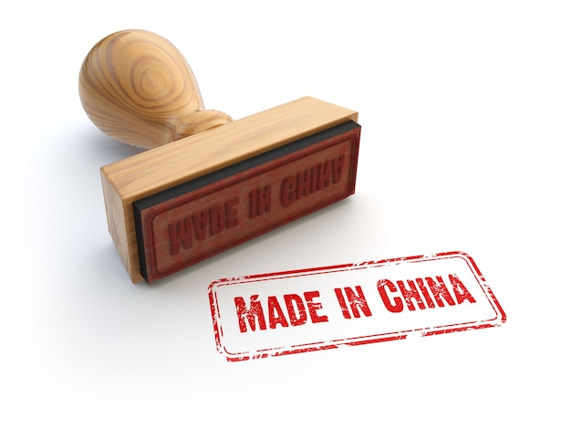 Stempel hergestellt in China lokalisiert auf Weiß