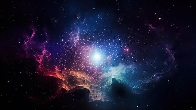 Sterne im Weltraum, umgeben von einem Nebel Generative KI