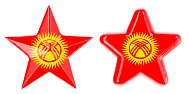 Sterne mit kirgisischer Flagge 3D-Rendering