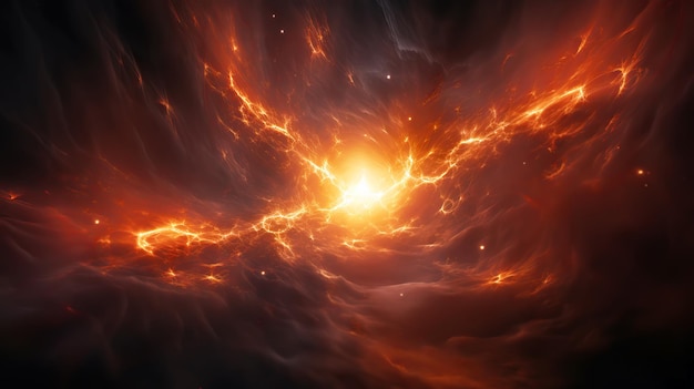 Sterne Sonneneruptionen im tiefen Kosmos Fantastisches Leuchten des interstellaren Raumes Generative KI-Illustration