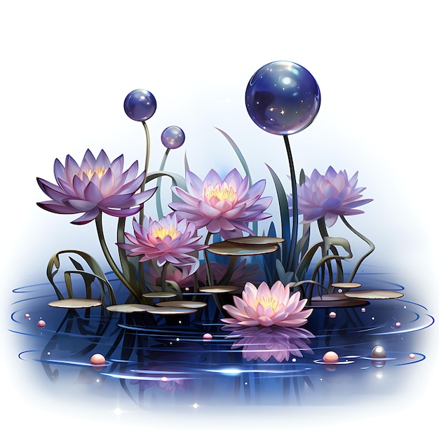 Sternenbeleuchtetes Wasser Garten Wasserlilie eine schwimmende Lesebühne für gemütliche Aquarelle der Natur dekorativ