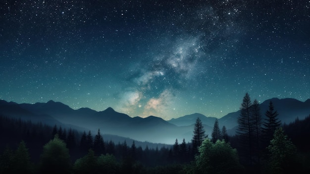 Sternenklarer Nachthimmel Schöne Landschaft KI generativ