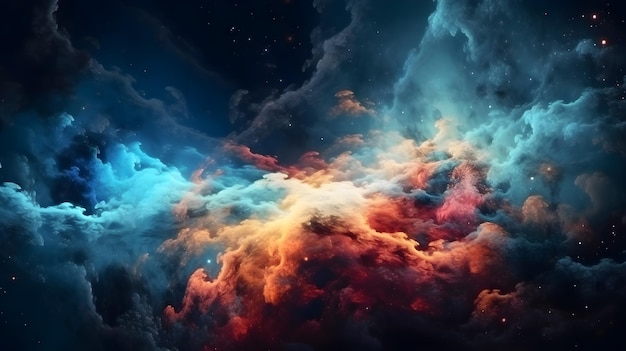 Sternennacht Kosmos Farbiger Raum Galaxie Wolken Nebel generative ai