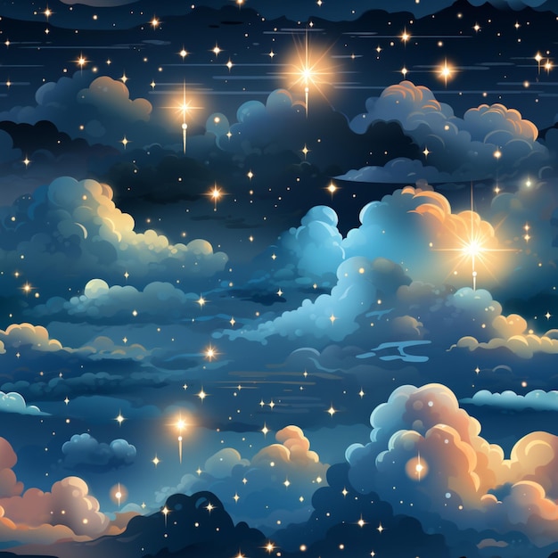 Sternenreicher Nachthimmel mit Wolken und Sternen