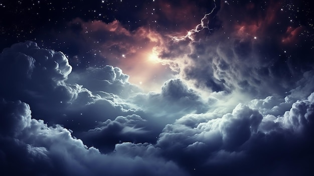 Sternenreicher Nachthimmel mit Wolken