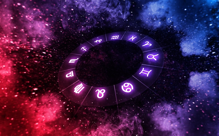 Foto sternzeichen innerhalb des horoskopkreises auf universum astrologie und horoskope