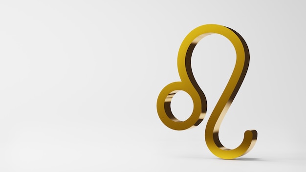 Sternzeichen Löwe Zeichen Gold auf weißem Hintergrund 3D-Rendering