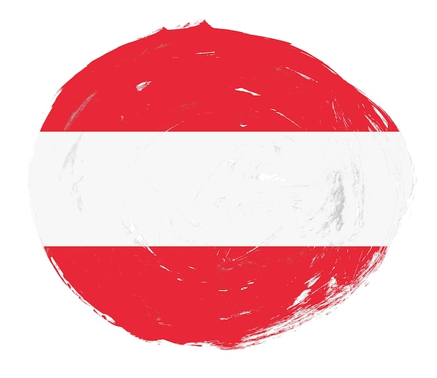 Österreich-Flagge gemalt auf einem beunruhigten weißen Pinselstrichhintergrund