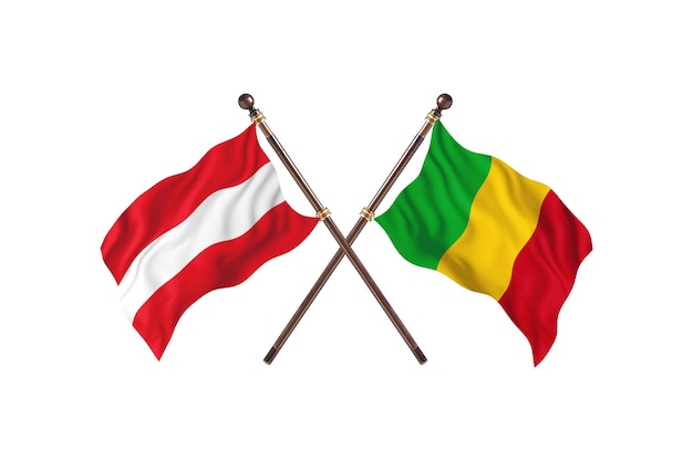Österreich gegen Mali Zwei Länder Flaggen Hintergrund