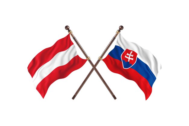 Österreich gegen Slowakei zwei Länderflaggen Hintergrund