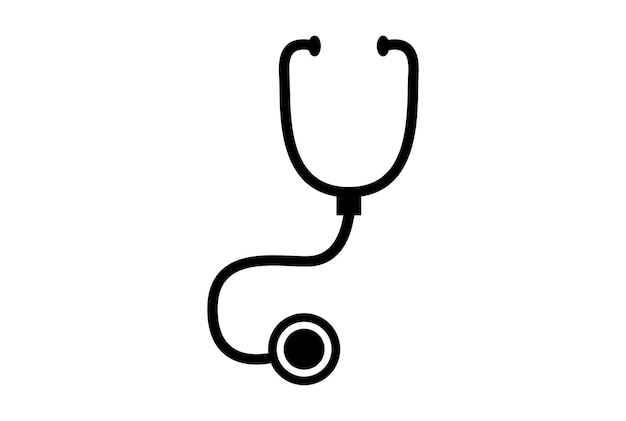 Stethoskop-Glyphen-Symbolkunst, flaches Gesundheitssymbol, minimalistisches medizinisches Zeichenkunstwerk