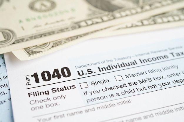 Steuerformular 1040 US Individual Income Tax Return Geschäftsfinanzierungskonzept