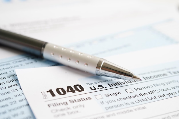 Steuerformular 1040 US Individual Income Tax Return Geschäftsfinanzierungskonzept