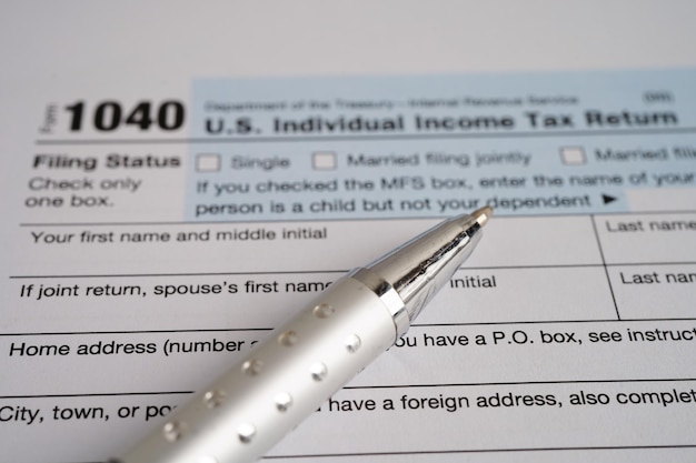 Steuerformular 1040 US Individual Income Tax Return Geschäftsfinanzierungskonzept