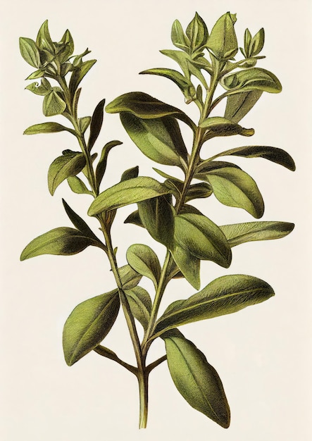 Stevia Botanical Illustration Stevia Rebaudiana Sugar Substitute Plant Abstract Generative AI Illustration