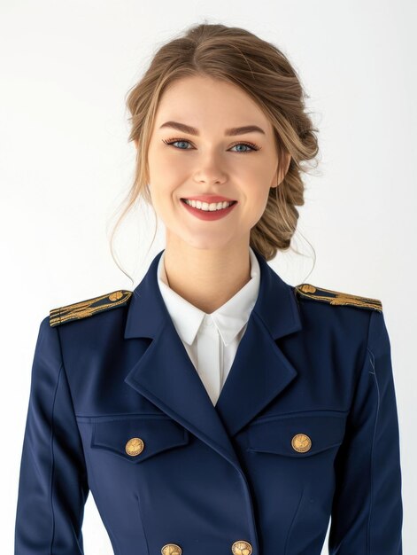 Stewardess im weißen Hintergrund