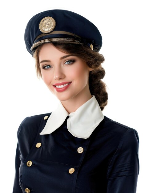 Stewardess im weißen Hintergrund
