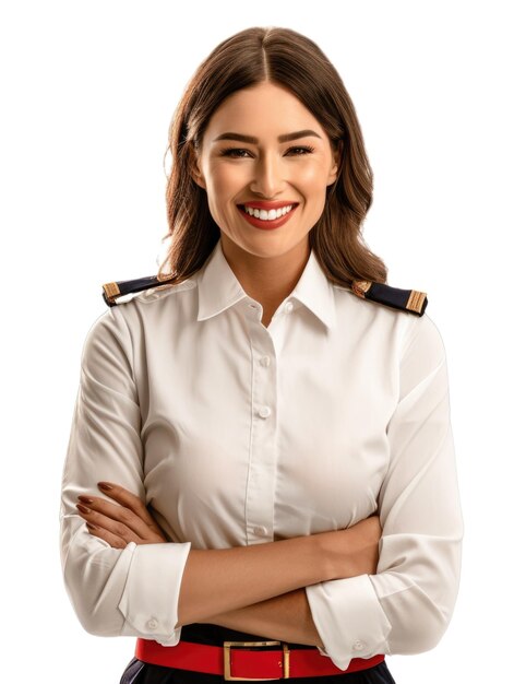 Stewardess im weißen Hintergrund