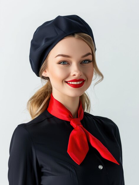 Stewardess im weißen Hintergrund