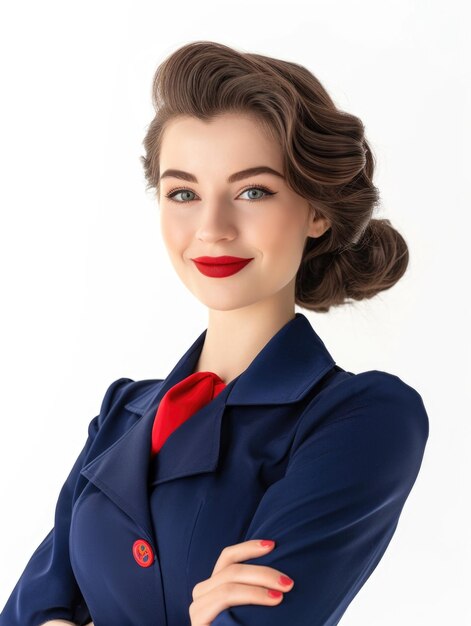 Foto stewardess mit weißem hintergrund