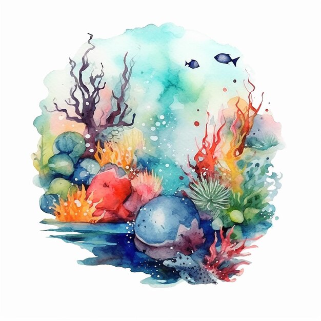 Ästhetische Aquarell-Illustration des Meereslebens