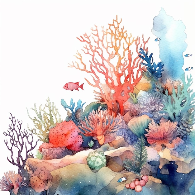 Ästhetische Aquarell-Illustration des Meereslebens