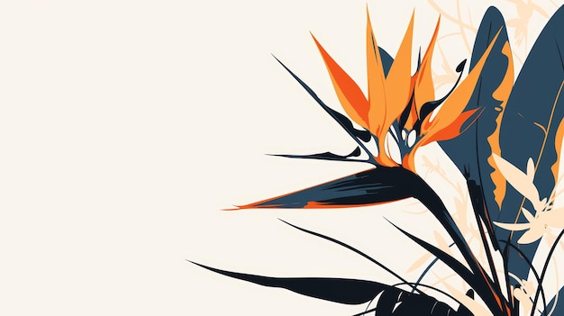 Ästhetische Minimal-Illustration von Bird of Paradise Flower Generative KI