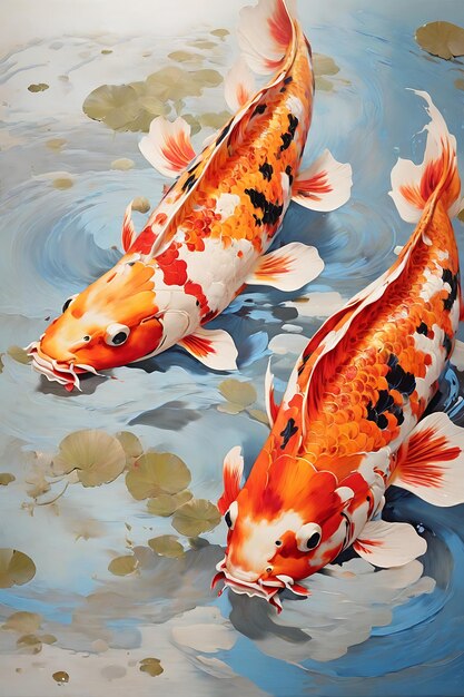 Ästhetische Ruhe Erfrischende Aquarellmalereien von Koi-Fischen