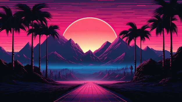 Ästhetische Synthwave-Tapete