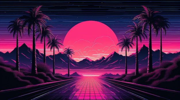 Ästhetische Synthwave-Tapete