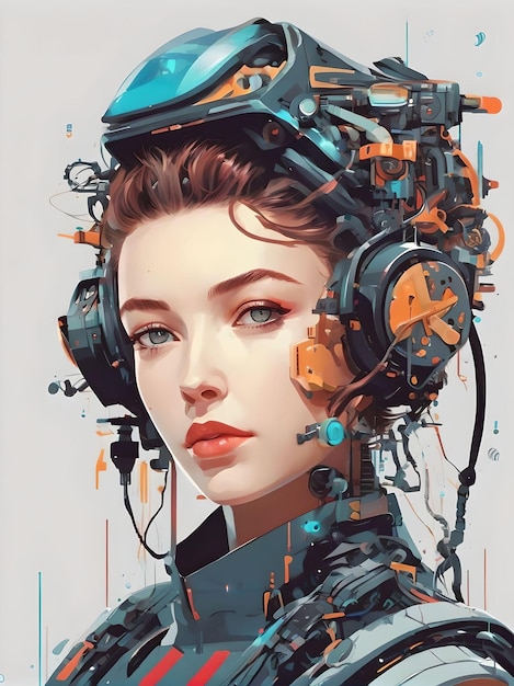 Ästhetische Wunder Die Kunst eines Cyberpunk-Mädchens