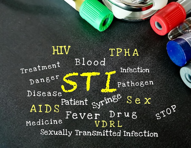 STI oder sexuell übertragbarer Infektionsbegriff mit medizinischen Geräten