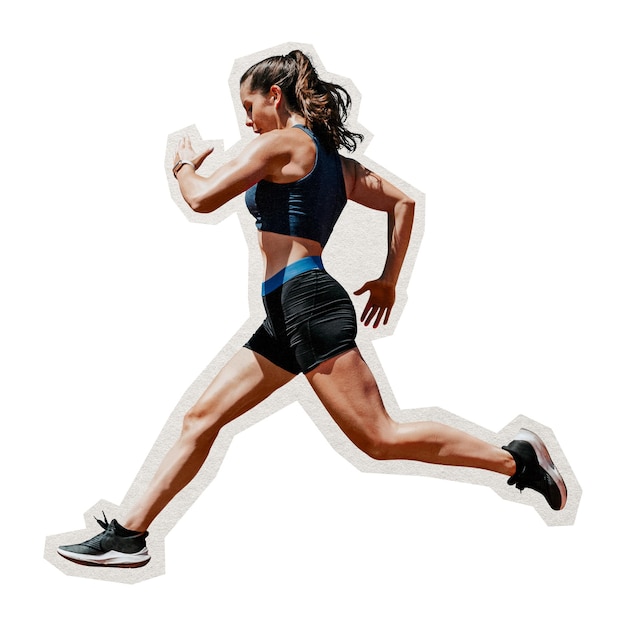 Sticker de atleta de PNG com borda branca e fundo transparente