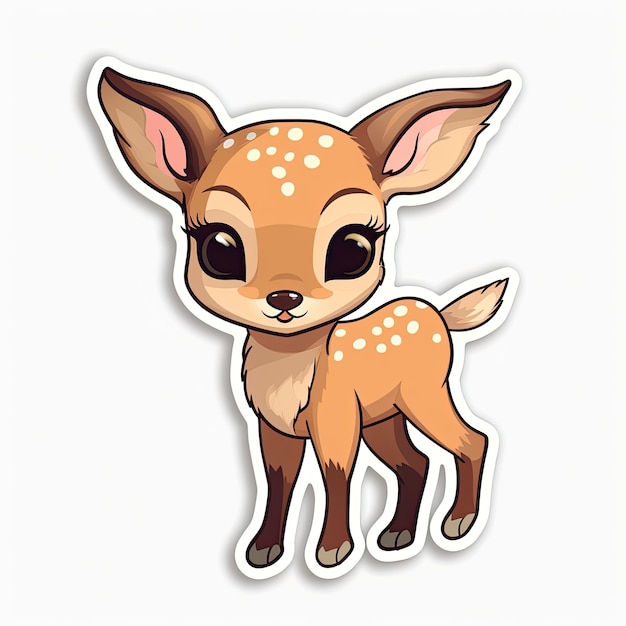 Sticker de cervo de desenho animado com ilustração vetorial em fundo branco