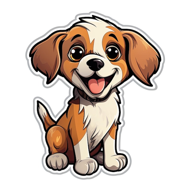 Sticker de desenho animado de cão bonito Ilustração vetorial para o seu projeto