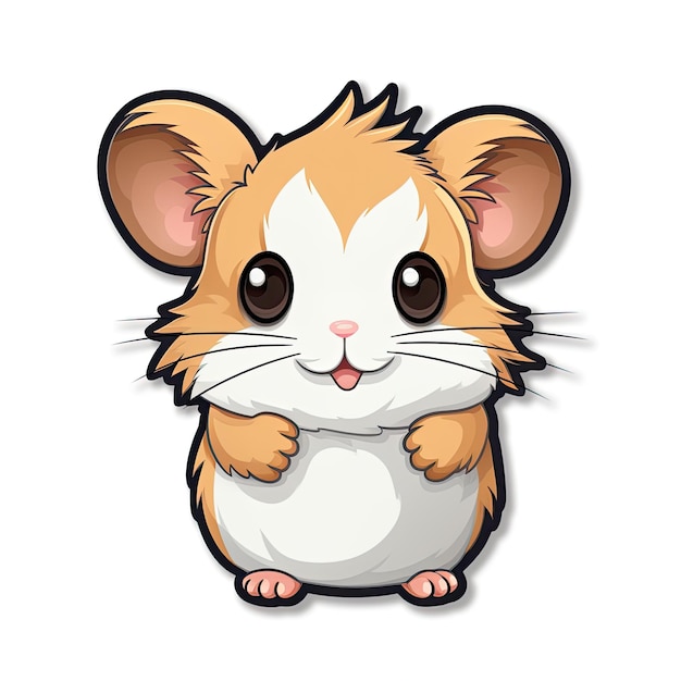 Sticker de desenho animado de hamster bonito em fundo branco Ilustração vetorial