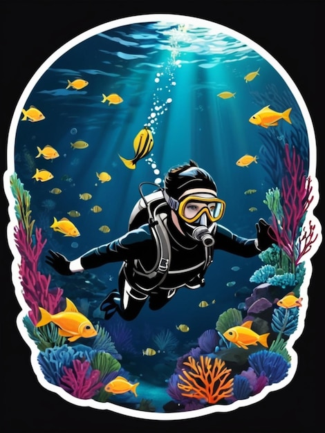 Sticker de design de camiseta de sumário debaixo d'água