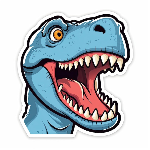 Sticker de mascote de desenho animado de dinossauro isolado em fundo branco