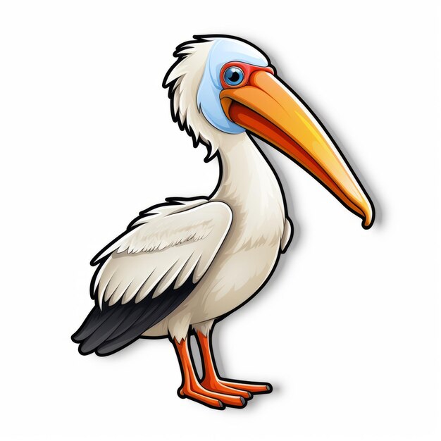 Foto sticker de mascotes de vetores de animais pelicanos de desenho animado