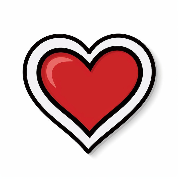 Foto sticker de día de san valentín con corazón rojo plano