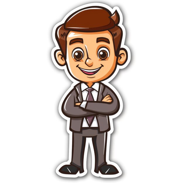 Foto sticker de dibujos animados de marketing de finanzas empresariales aislados sobre un fondo blanco con bordes de corte concepto creativo para presentaciones financieras estrategias de marketing y campañas publicitarias